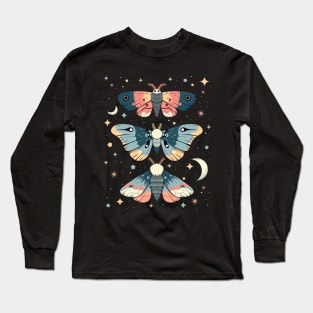 Magical Witchy Moths and Stars Long Sleeve T-Shirt